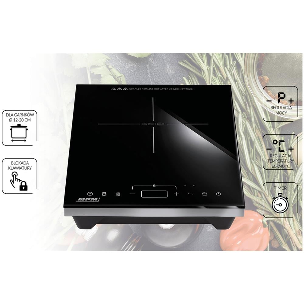 Mpm Mke-14 Piastra A Induzione Portatile, Touch Control, Temperatura Regolabile 60 A 240°c 1800w Nero - Foto 2