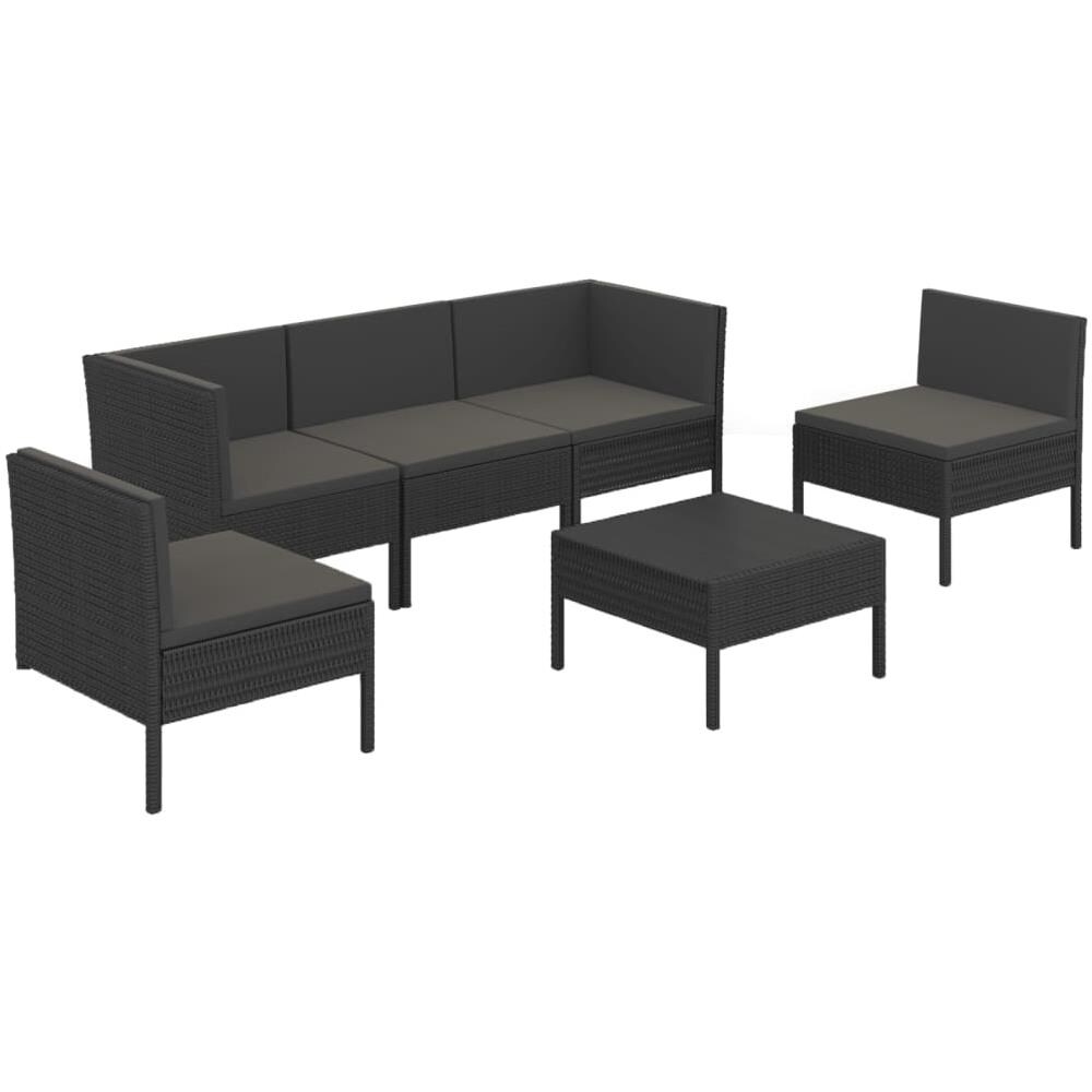 Set Divani Da Giardino 6 Pz Con Cuscini In Polyrattan Nero - Foto 2