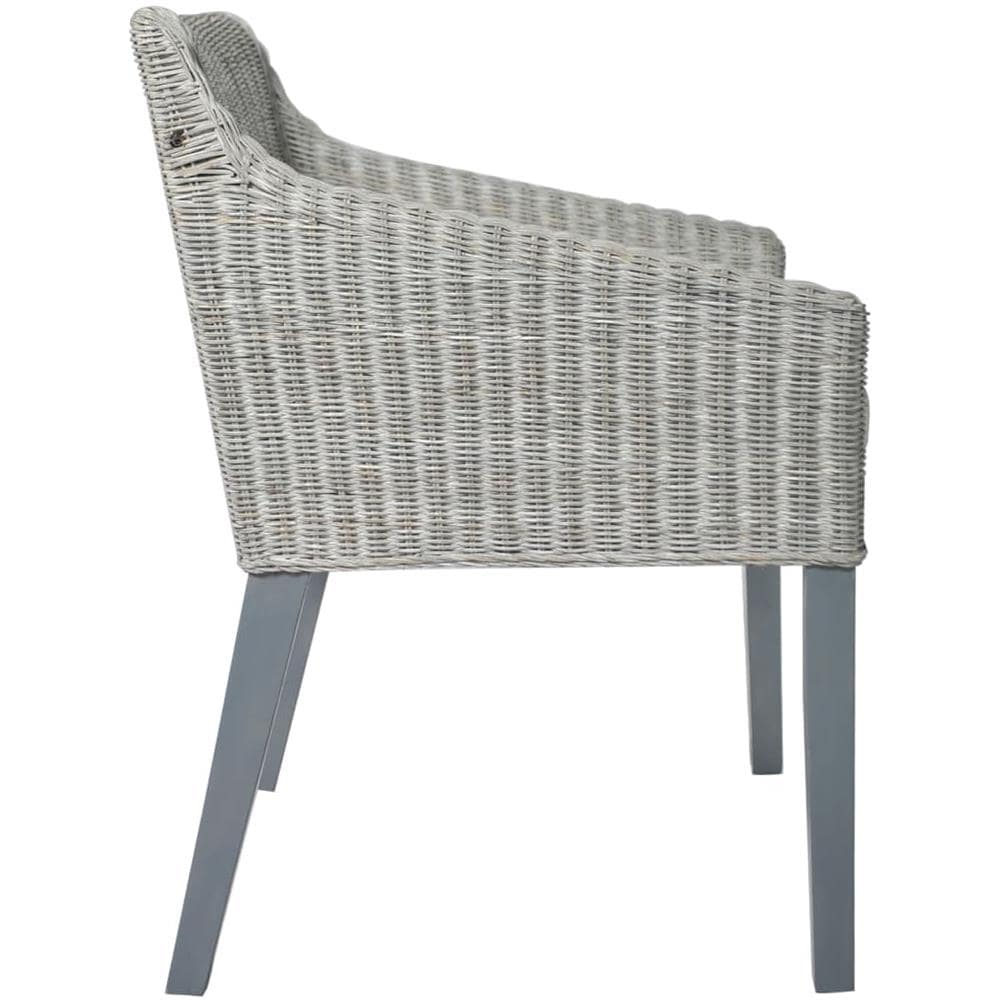 Sedia da Pranzo con Cuscino Grigio in Rattan Naturale 60 x 60 x 79 cm - Foto 3