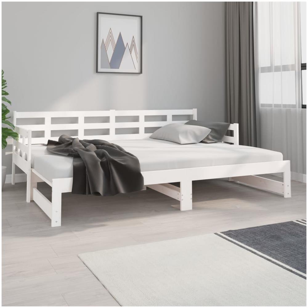 Dormeuse Estraibile Bianca Legno Massello Di Pino 2x (80x200) Cm - Foto 3