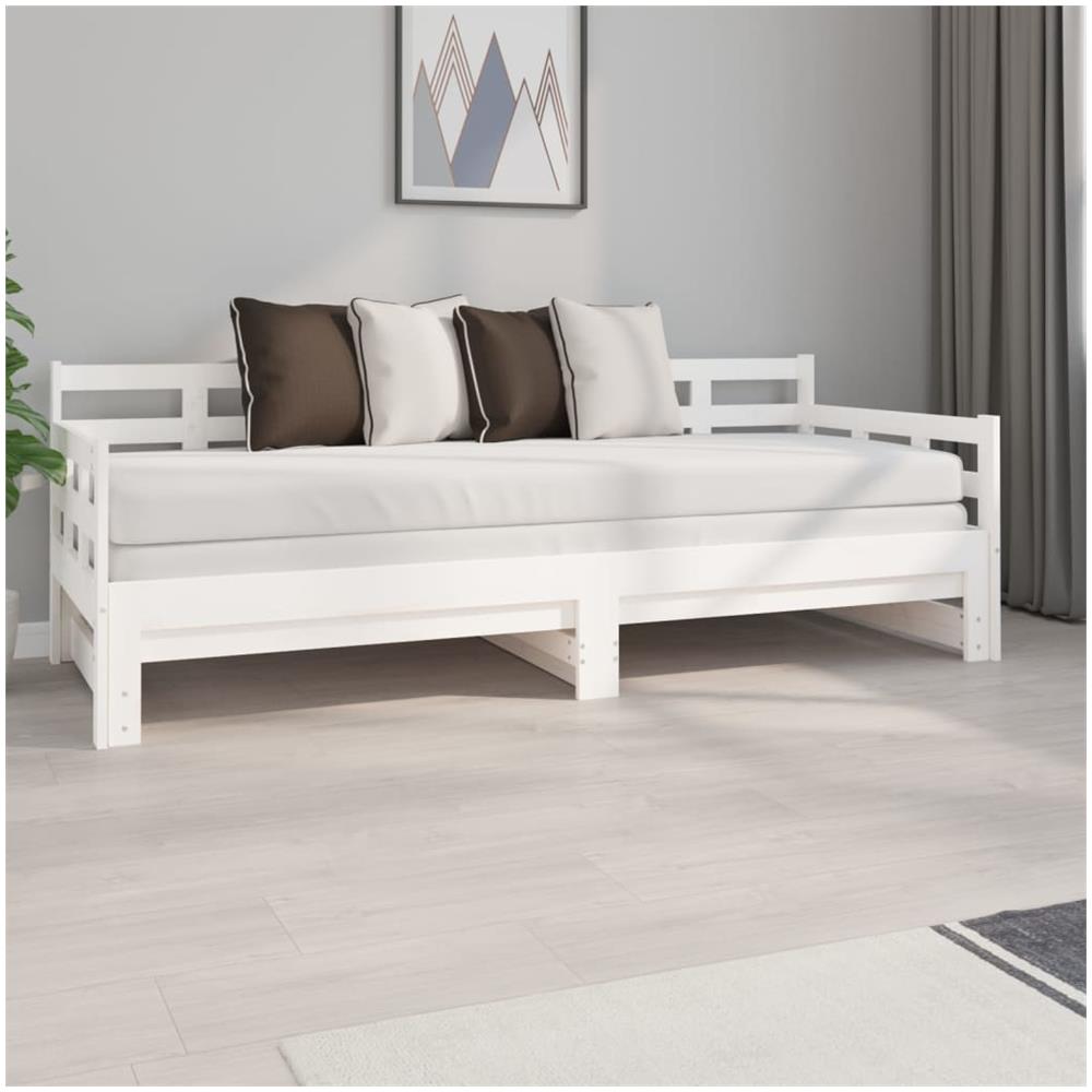 Dormeuse Estraibile Bianca Legno Massello Di Pino 2x (80x200) Cm - Foto 1