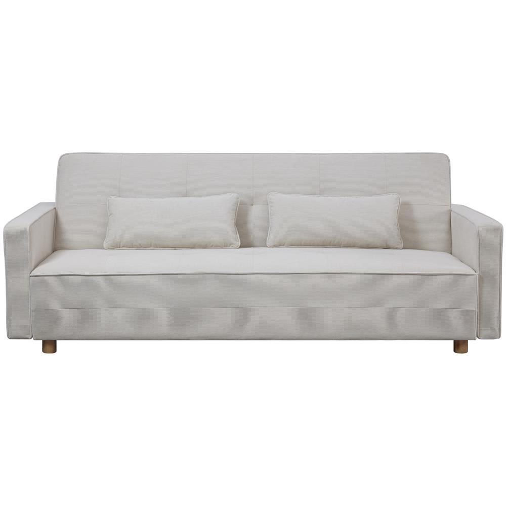 Copenhague Divano Convertibile 3 Posti In Velluto A Coste Beige - Foto 1