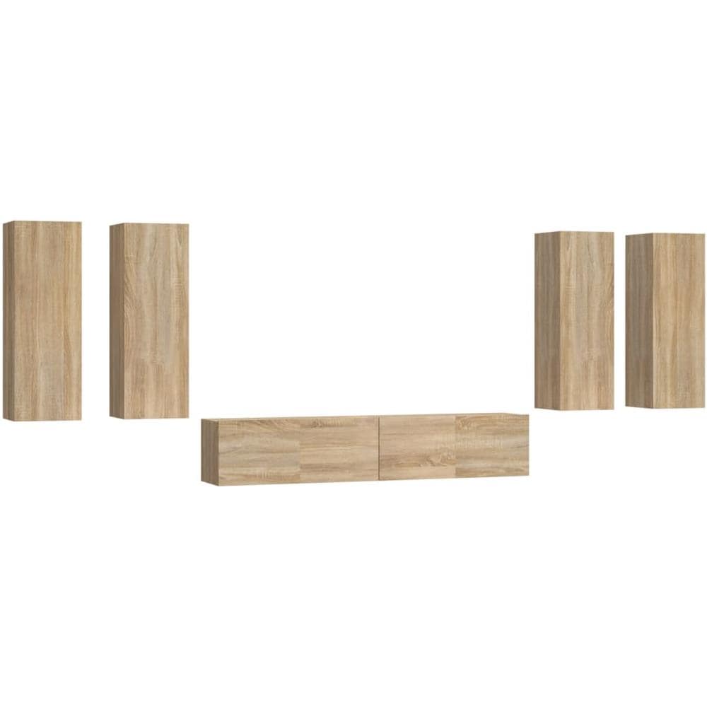 Set Di Mobili Porta Tv 6 Pz Rovere Sonoma In Legno Multistrato - Foto 1