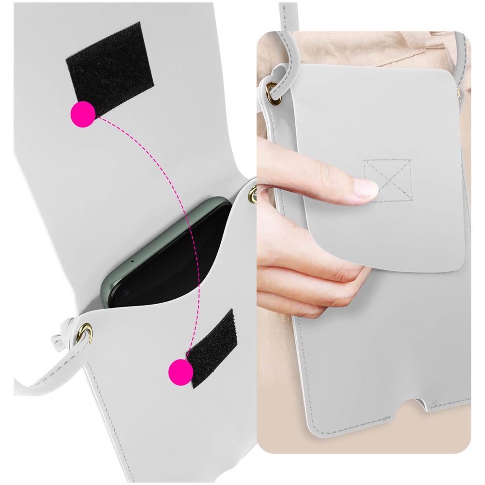 Borsetta A Tracolla Per Smartphone Con Portacarte In Similpelle Bianca - Foto 2