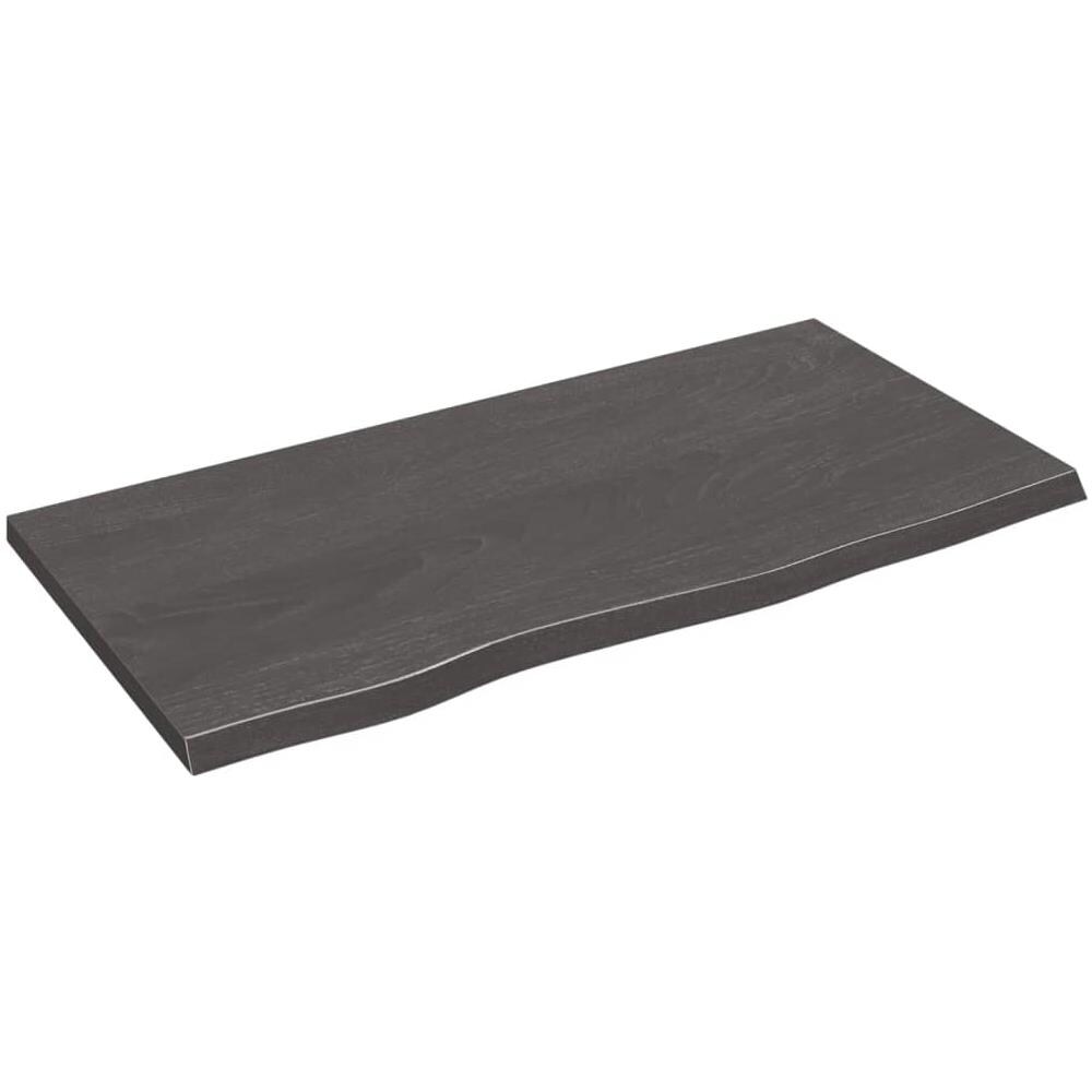 Piano Tavolo Marrone Scuro 80x40x2cm Rovere Massello Trattato - Foto 2