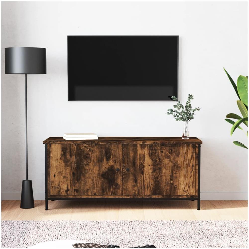 Mobile Tv Con Ante Rovere Fumo 102x35x45 Cm Legno Multistrato - Foto 1