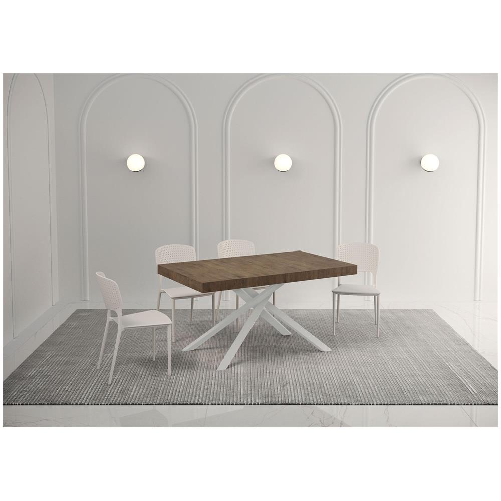 Tavolo allungabile 80x140/224 cm Karida noce gambe bianche - Foto 2