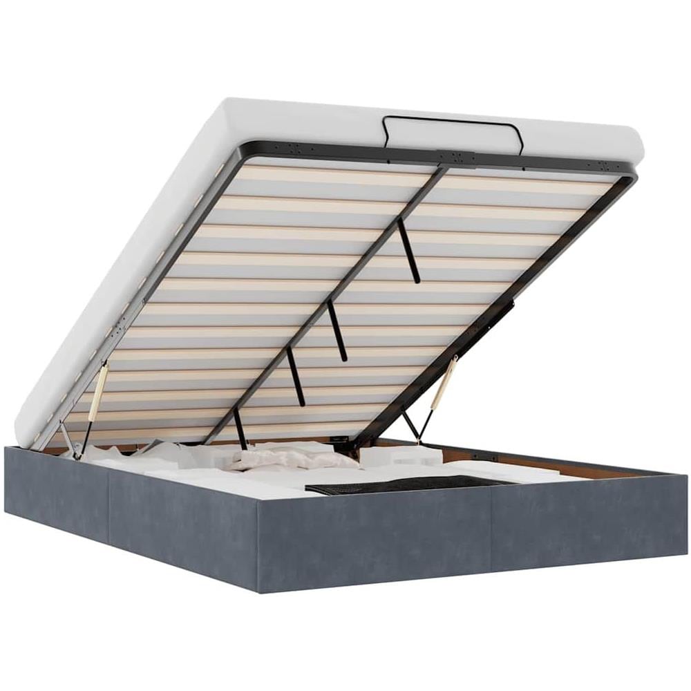 Struttura Letto Pouf Senza Materasso 140x190 cm Velluto - Foto 1