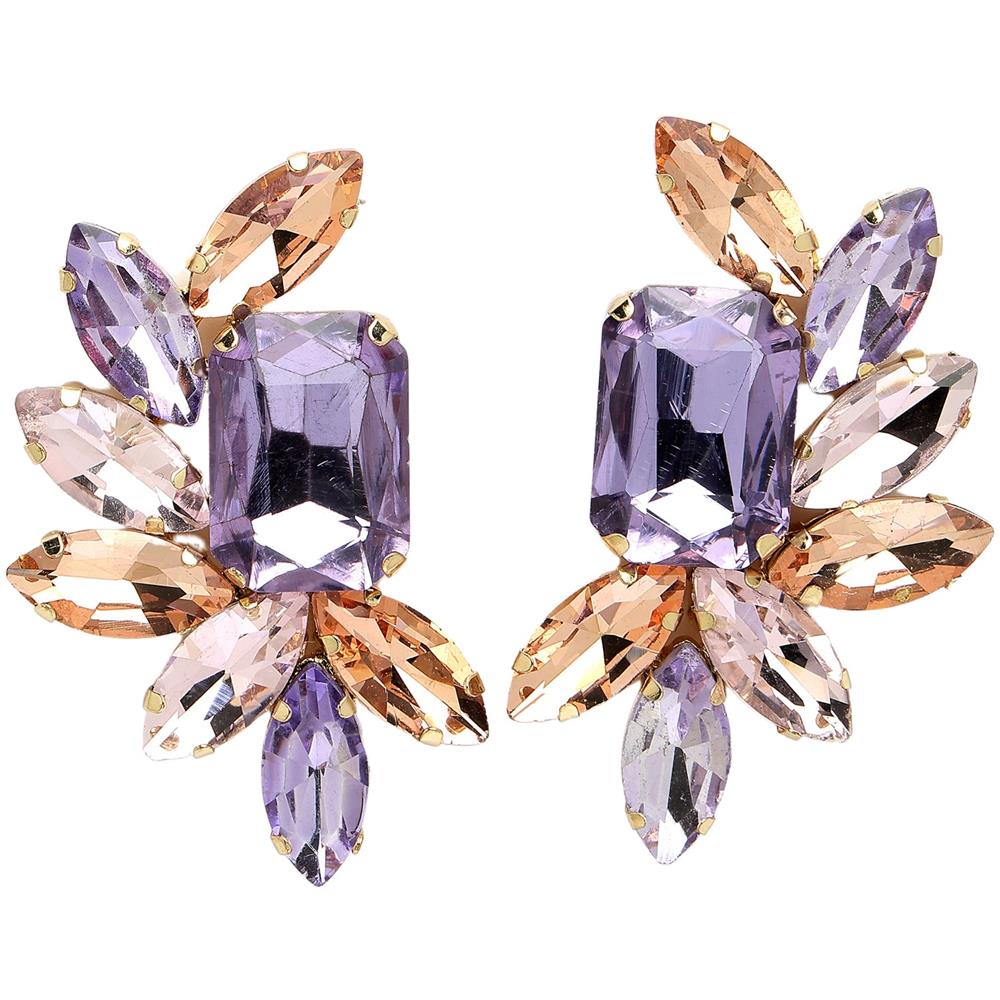 Orecchini a Bottone Viola in Fiore Collezione Diva - Foto 1