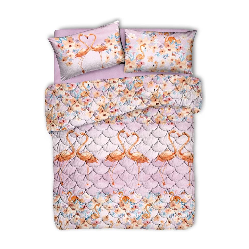 Trapuntino Estivo 100gr mq Disegno Flamingo 2 Piazze Matr.le Rosa - Foto 1