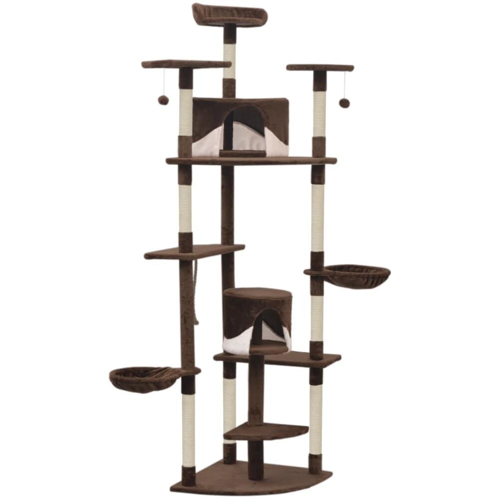 Albero Per Gatti Con Tiragraffi In Sisal 203cm Marrone E Bianco - Foto 2