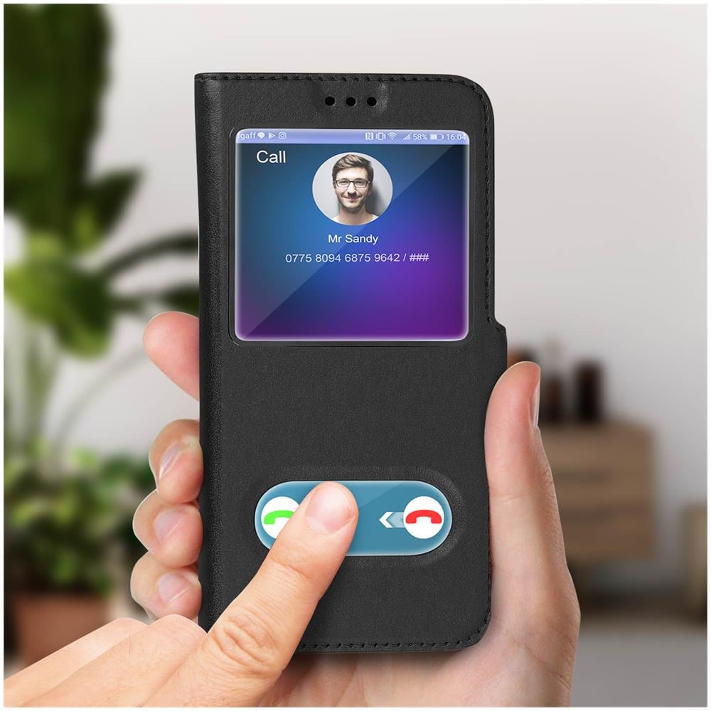 Custodia Galaxy J6 Sportellino 2x Finestre Cover Silicone - Nero - Foto 2