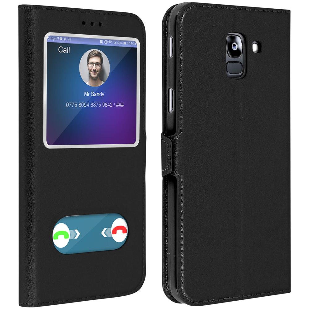 Custodia Galaxy J6 Sportellino 2x Finestre Cover Silicone - Nero - Foto 1