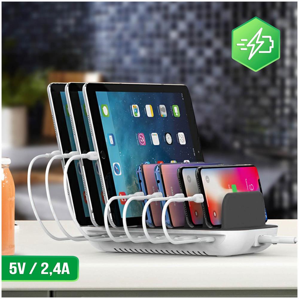 Stazione Di Ricarica Multi-dispositivo 6x Porte Usb 1x Porta Usb-c White - Foto 5