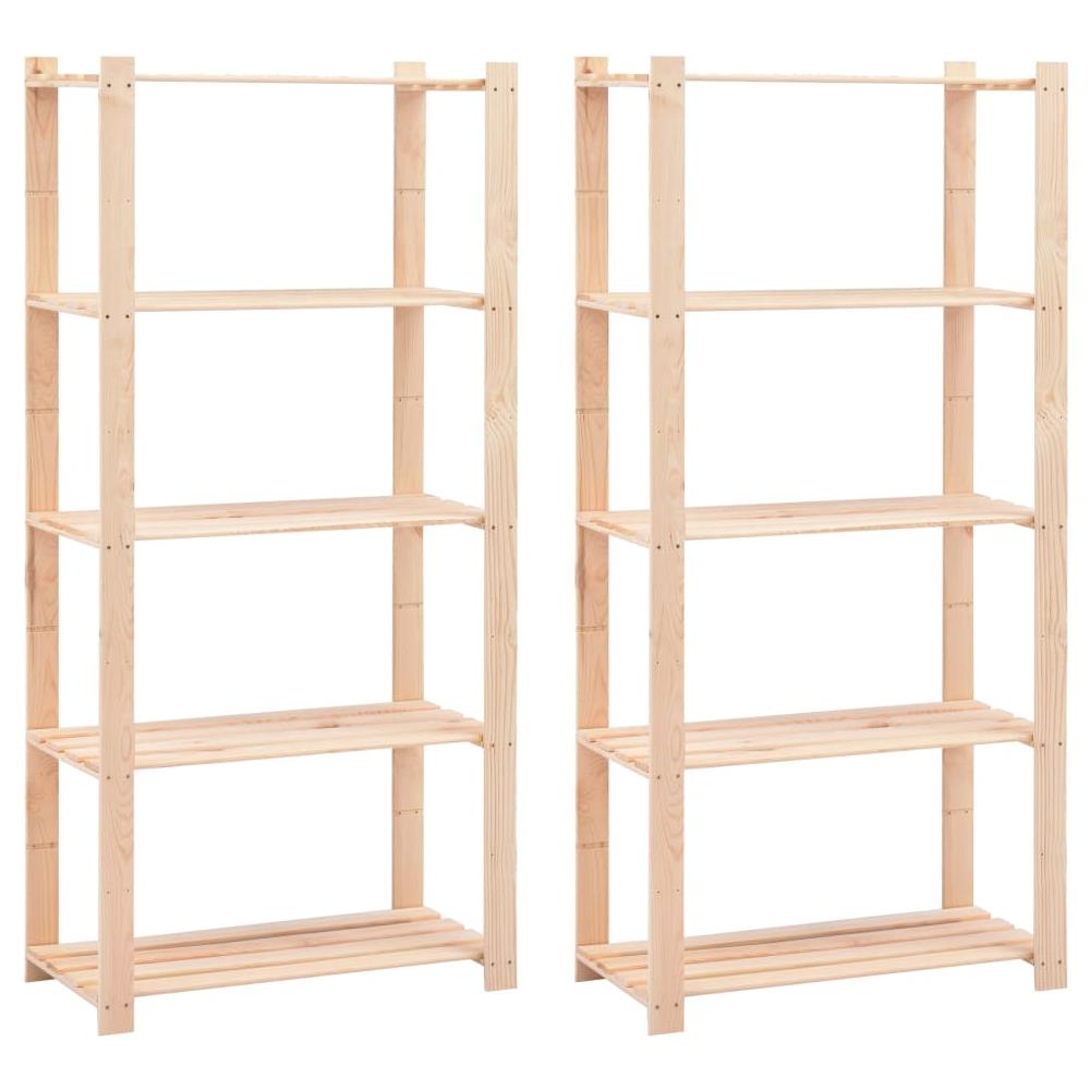 Scaffali A 5 Livelli 2 Pz 80x38x170 Cm Massello Pino Fsc 250 Kg - Foto 1