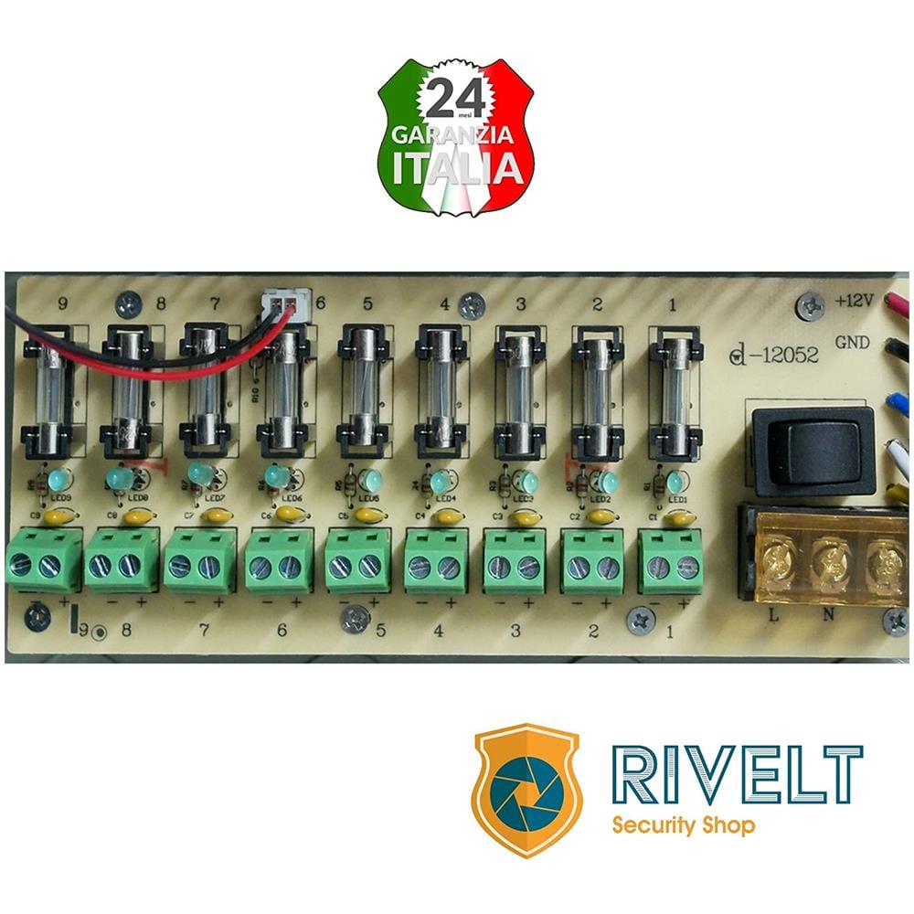 Rivelt Alimentatore Cctv 9 Canali Uscita 12v 15a Scatola Porta Alimentatore Distribuito Per Cctv Dvr Sistema Di Sicurezza E Telecamere E Strisce A Led - Foto 2