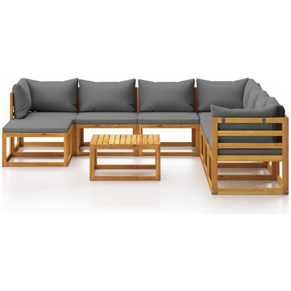 Set Divani da Giardino 9 pz con Cuscini in Massello di Acacia - Foto 2