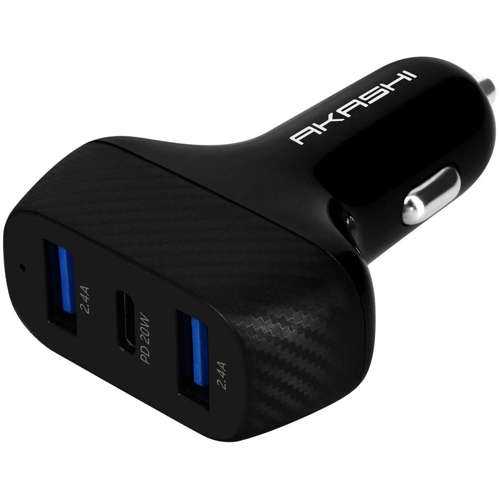 Caricatore Da Auto 37w Con 2x Usb 3.0 + 1x Usb-c Power Delivery Nero - Foto 1