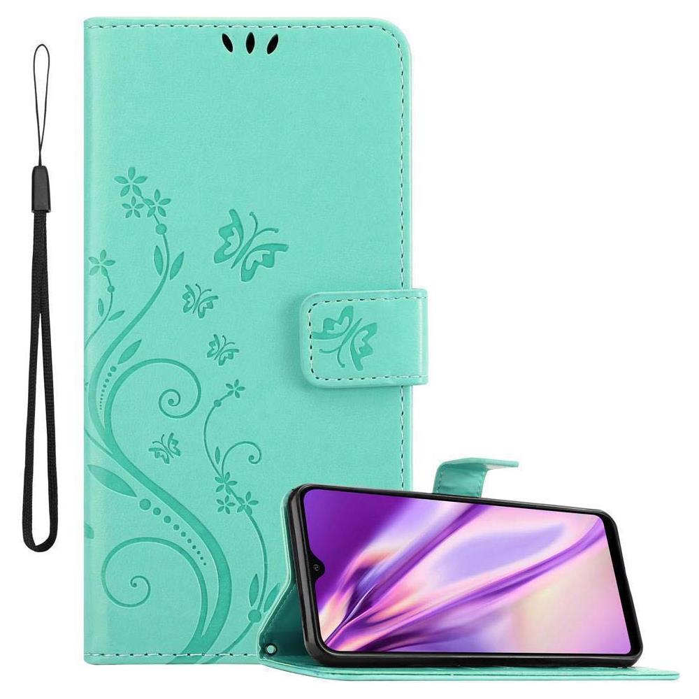 Custodia Compatibile Con Samsung Galaxy A40 / A40s In Turchese Fiore - Coperchio Protettivo In Design Floreale Con Chiusura Magnetica, Funzione Stand E Slot Per Carte - Foto 1