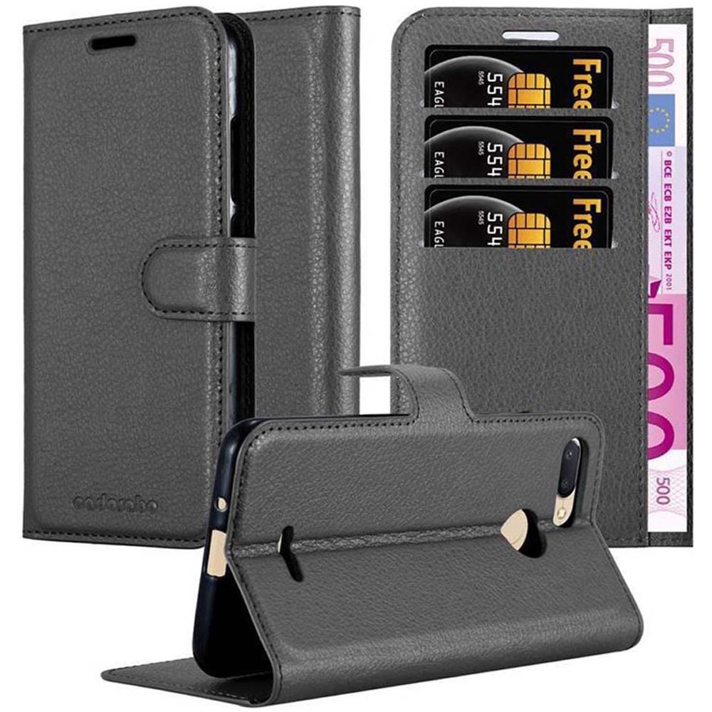 Custodia Compatibile Con Xiaomi Redmi 6 In Nero Carbone - Coperchio Protettiva Con Chiusura Magnetica, Funzione Stand E Tasca Per Le Carte - Foto 1