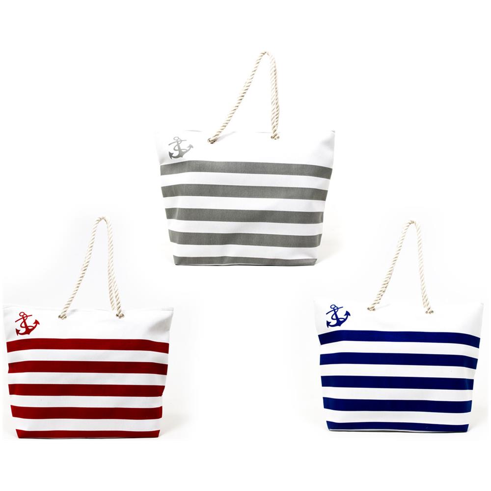Borsa Mare Borsone Grande Spiaggia Piscina Beach Stripe A Righe Chiusura Zip Borsa Rosso - Foto 4