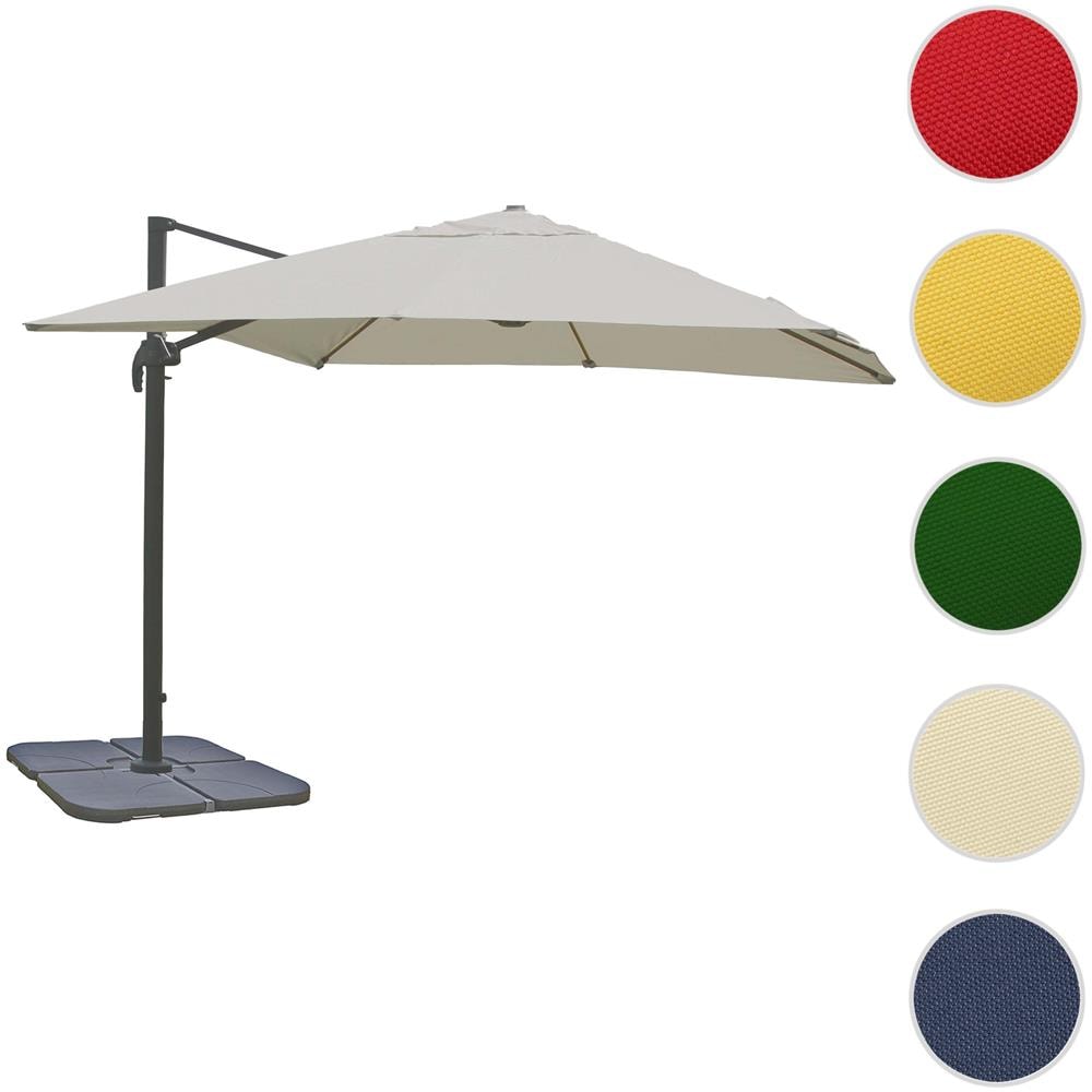Mendler Ombrellone parasole decentrato HWC-A96 3,5x3,5m - con volante avorio grigio senza base