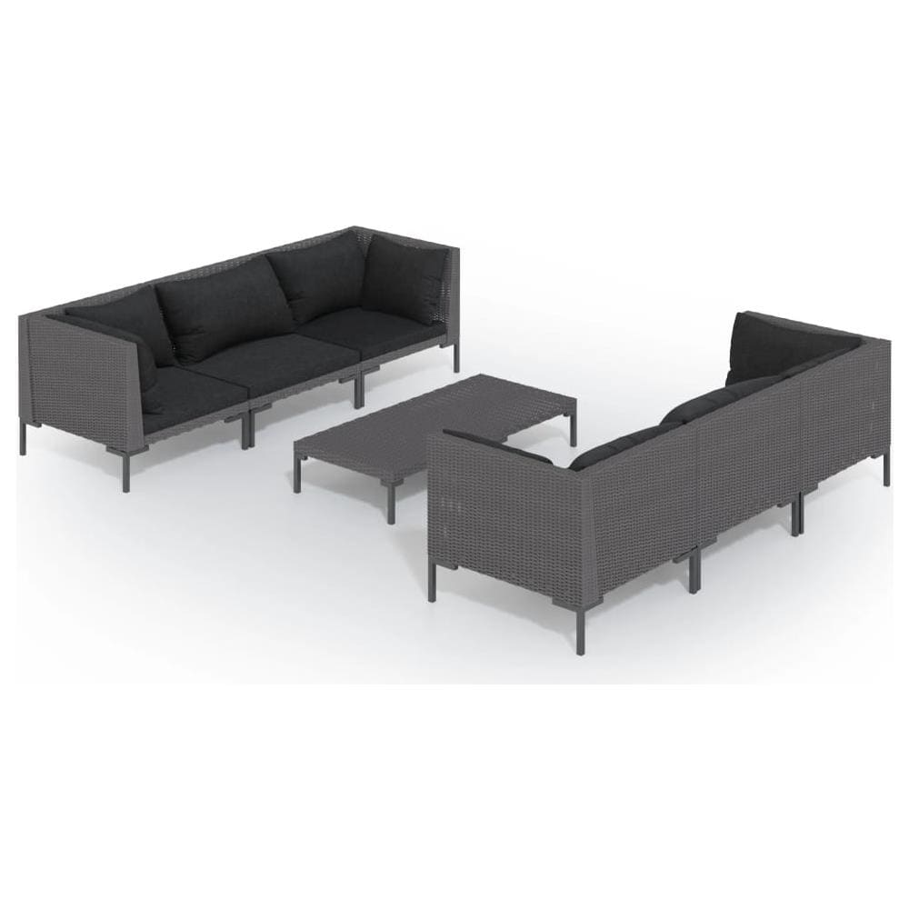 Set Divani Giardino 7 Pz Con Cuscini In Polyrattan Grigio Scuro - Foto 1