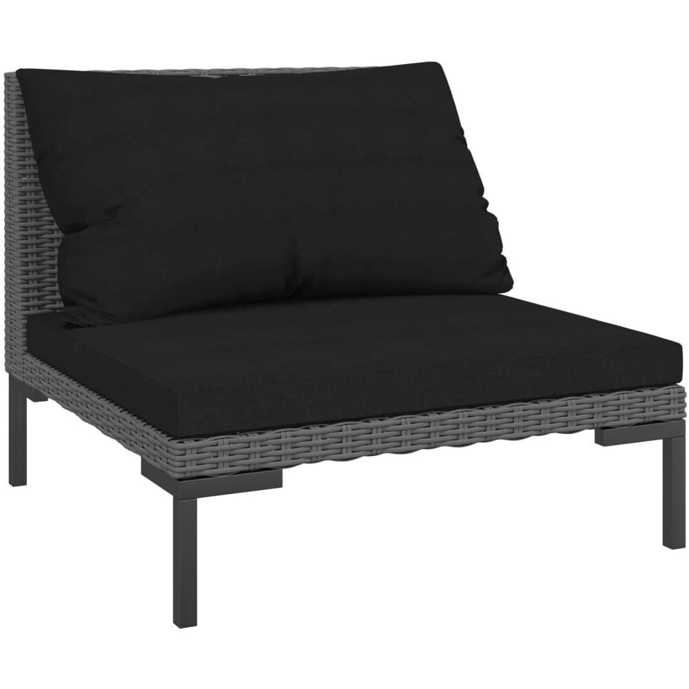 Set Divani Giardino 7 Pz Con Cuscini In Polyrattan Grigio Scuro - Foto 2