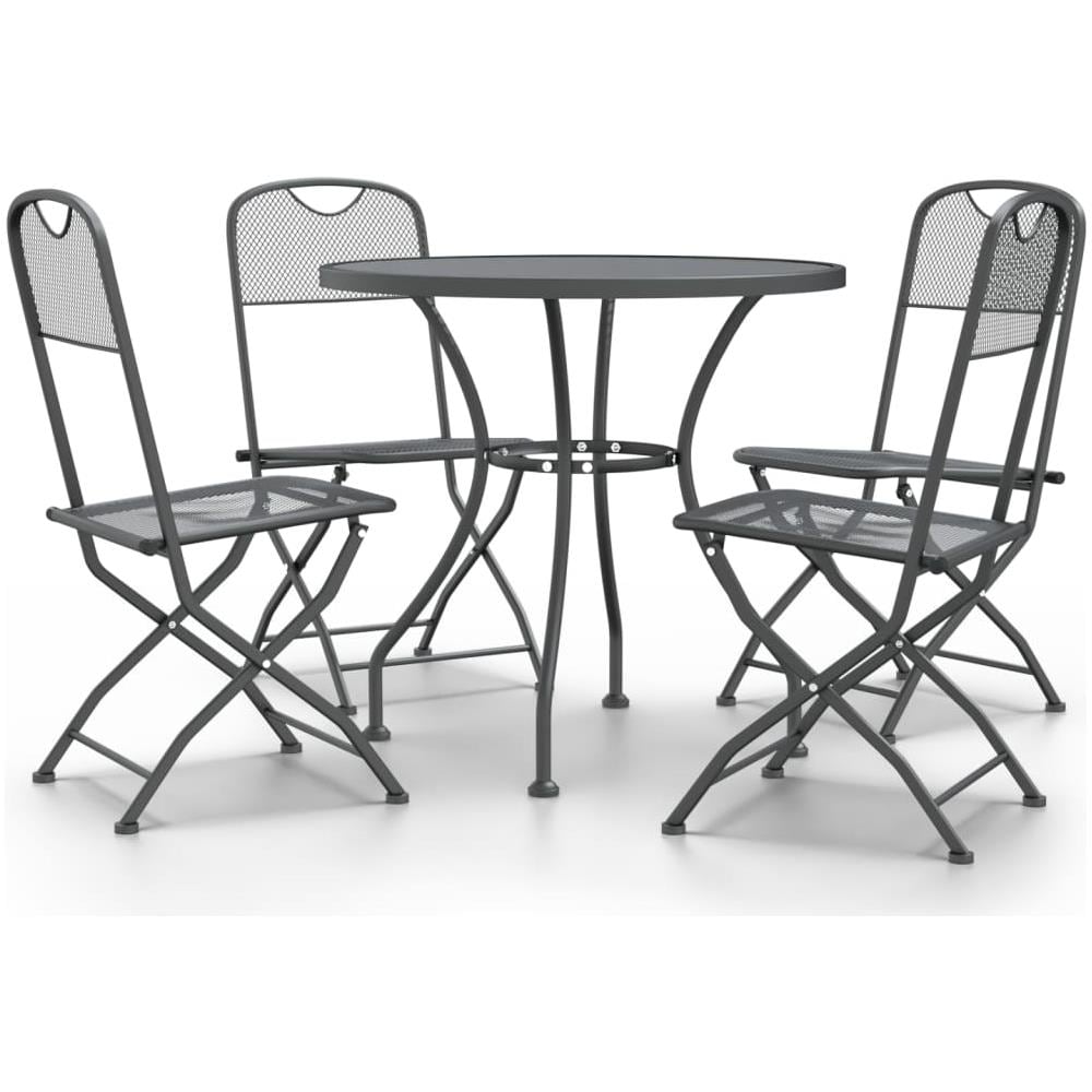 Set Da Pranzo Per Giardino 5pz Rete Metallica Espansa Antracite - Foto 1