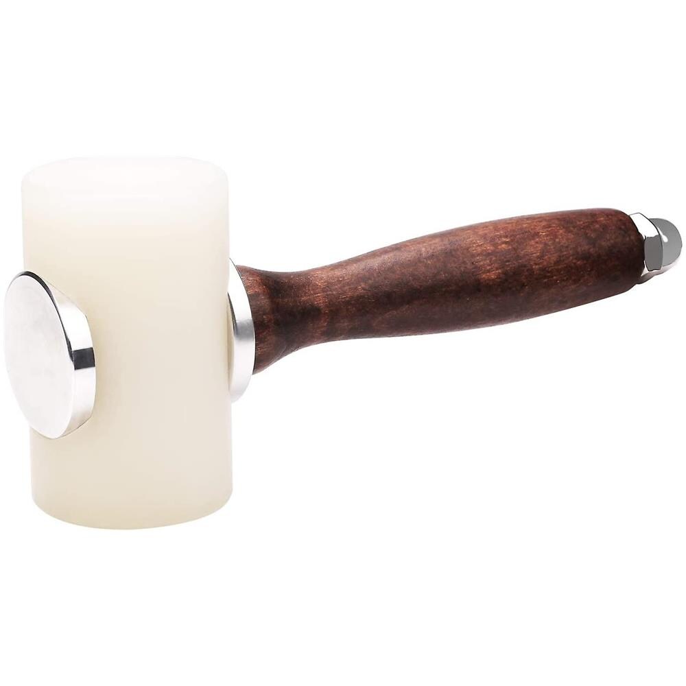 Martello Da Pellettiere In Nylon Con Testa Diritta E Manico In Legno, 100% Acciaio Inossidabile, Per Intaglio, Stampa E Cucitura Del Cuoio, Attrezzo Professionale Fai-da-te