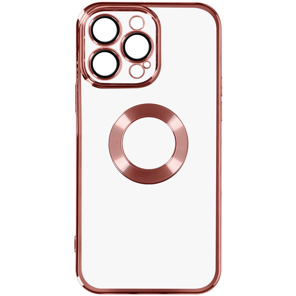 Cover Silicone Iphone 14 Pro Max Trasparente Bordo Rosa Cromato - Foto 1