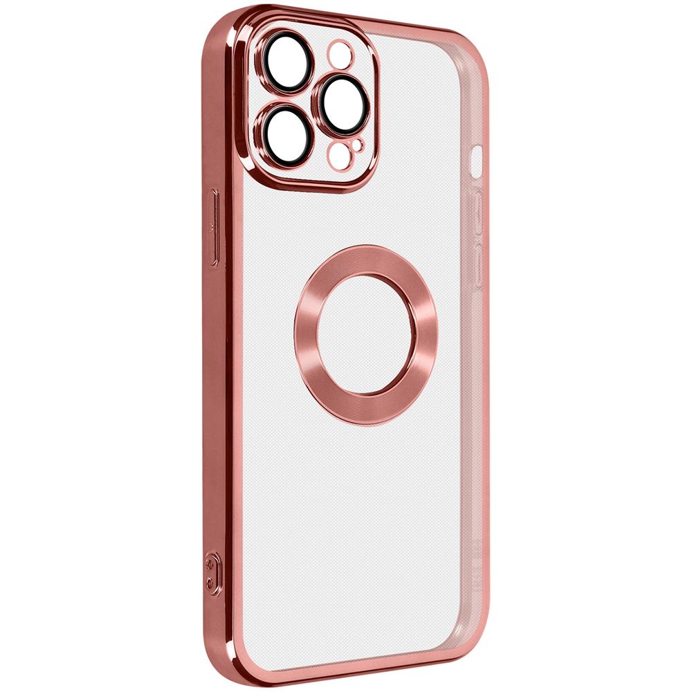 Cover Silicone Iphone 14 Pro Max Trasparente Bordo Rosa Cromato - Foto 2