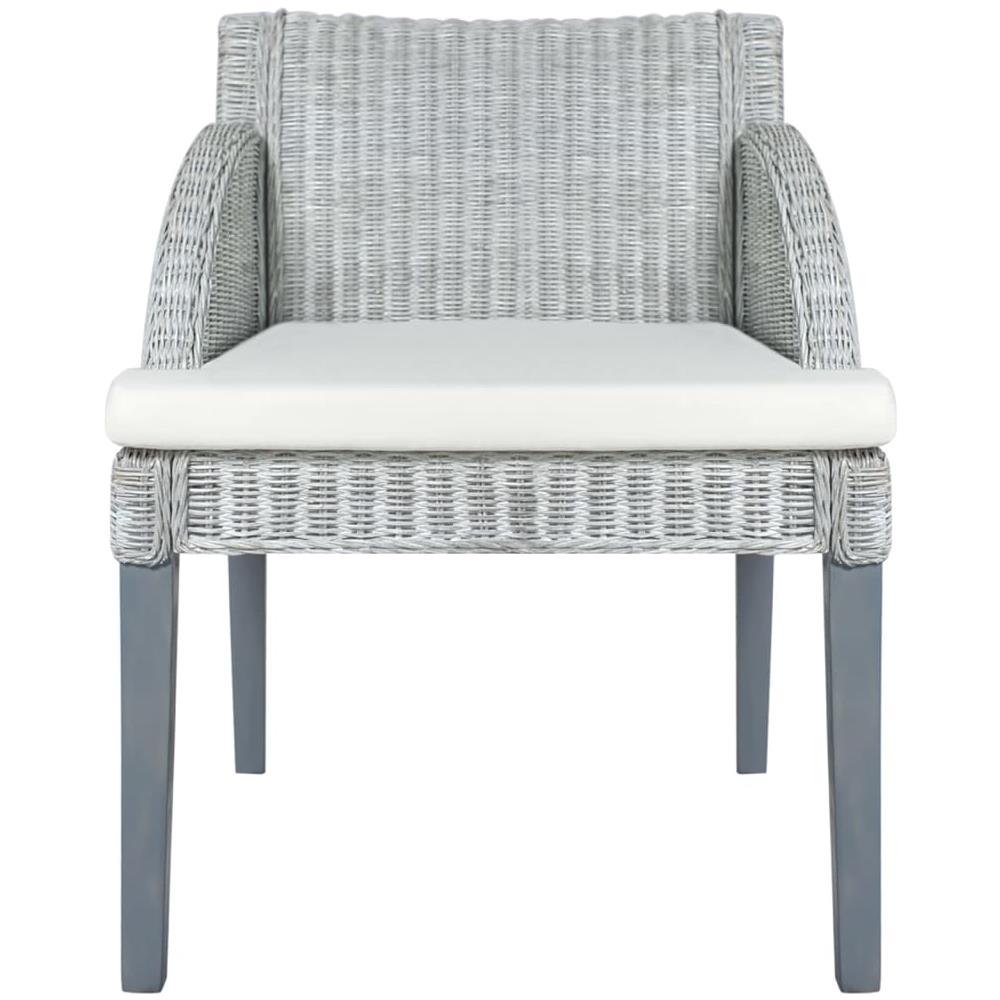 Sedia da Pranzo con Cuscino Grigio in Rattan Naturale 60 x 59 x 76 cm - Foto 2