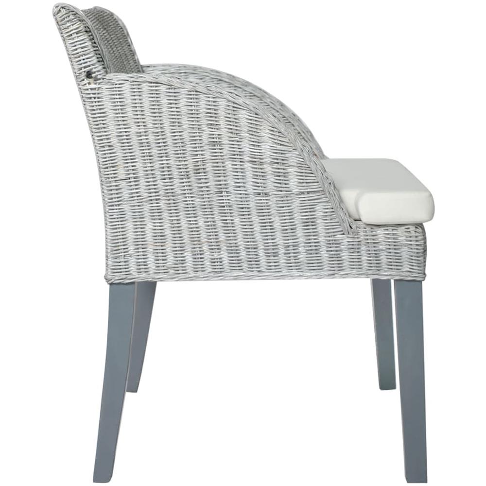 Sedia da Pranzo con Cuscino Grigio in Rattan Naturale 60 x 59 x 76 cm - Foto 3