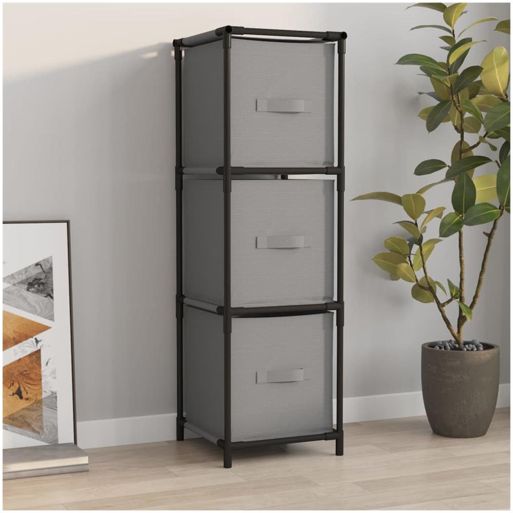 Armadietto Con 3 Cassetti In Tessuto Grigio 34x34x101cm Acciaio - Foto 1