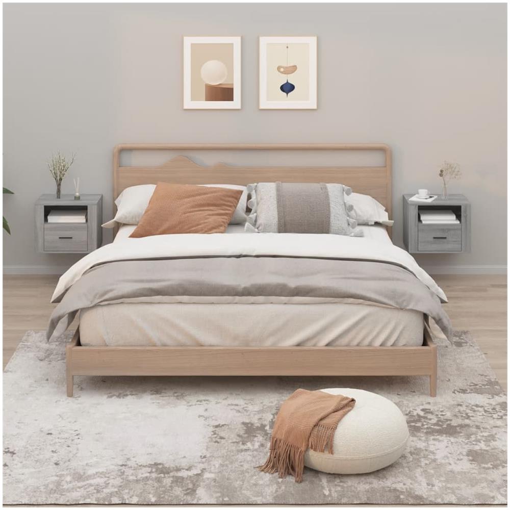 Comodini A Muro 2 Pz Grigio Sonoma 50x36x40 Cm - Foto 1