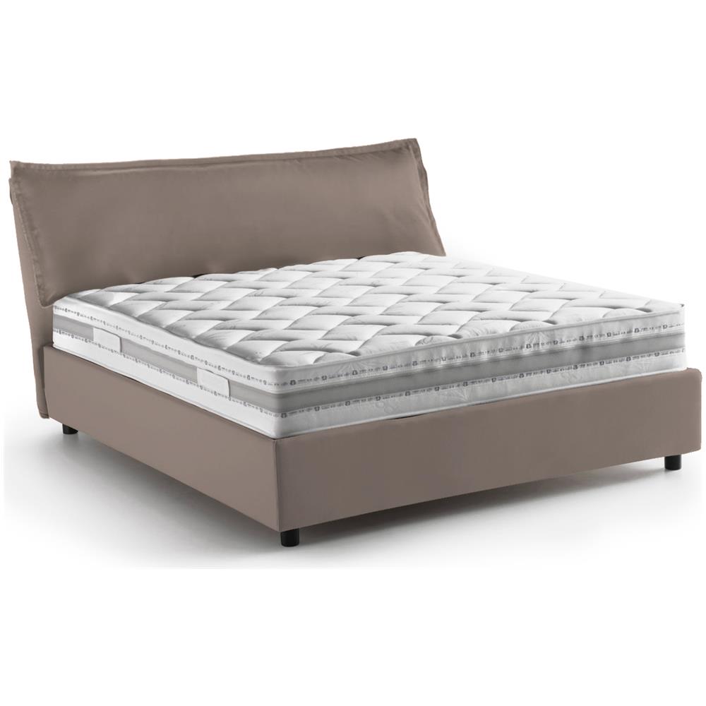 Letto Piazza E Mezza Gloria, Letto Contenitore Con Rivestimento In Tessuto, 100% Made In Italy, Apertura Frontale, Adatto Per Materasso Cm 120x190, Tortora - Foto 2