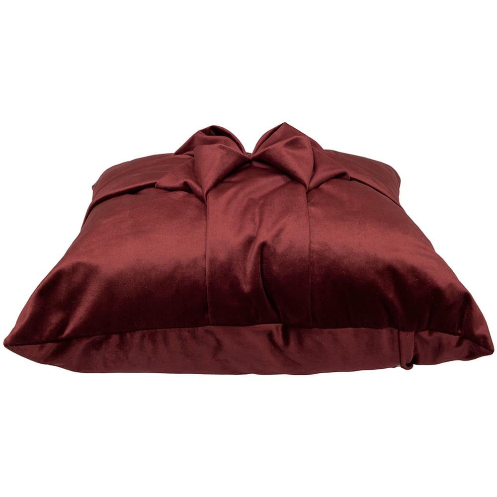 Cuscino Arredo Imbottito Sfoderabile In Velluto Con Fiocco Colore Bordeaux Josel In Tinta Unita - Foto 2