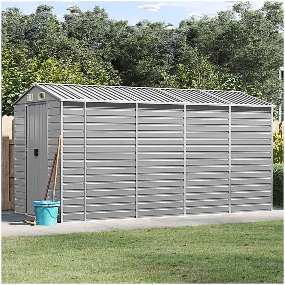 Capanno da Giardino Grigio Chiaro 191x385x198cm Acciaio Zincato - Foto 1