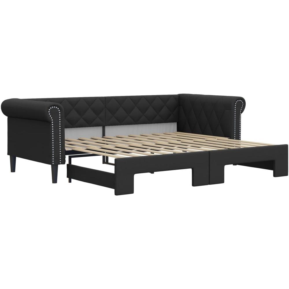 Divano Letto Con Letto Estraibile Nero 90x200 Cm In Similpelle - Foto 2