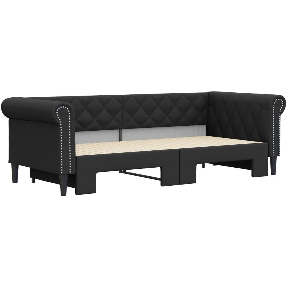 Divano Letto Con Letto Estraibile Nero 90x200 Cm In Similpelle - Foto 3