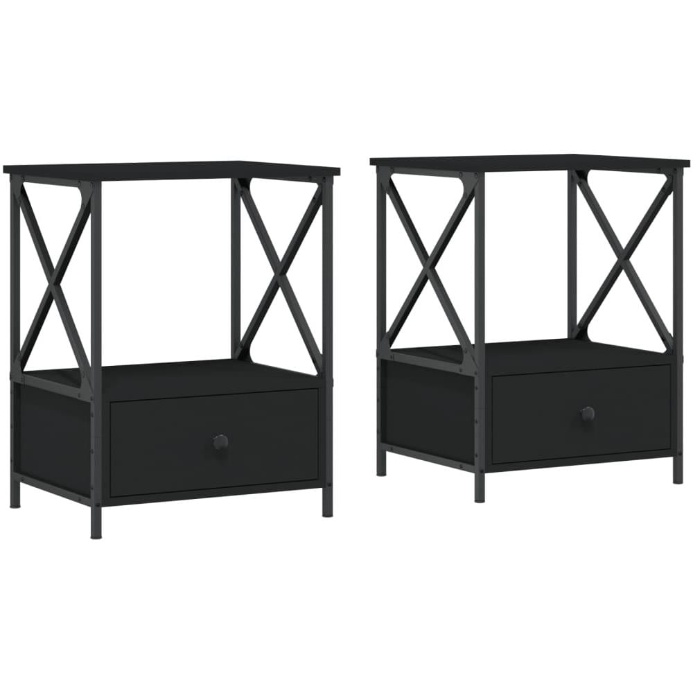 Comodini 2 Pz Neri 50x41x65 Cm In Legno Multistrato - Foto 2