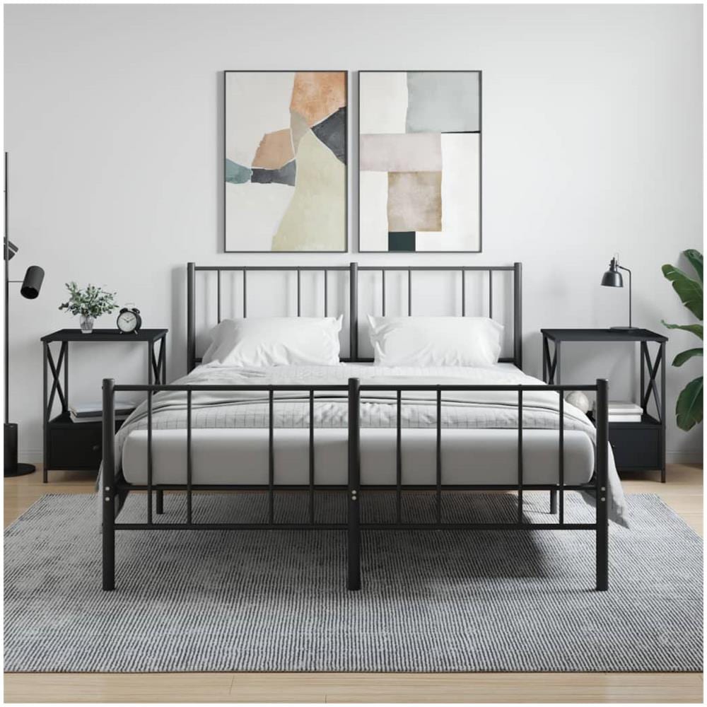 Comodini 2 Pz Neri 50x41x65 Cm In Legno Multistrato - Foto 1