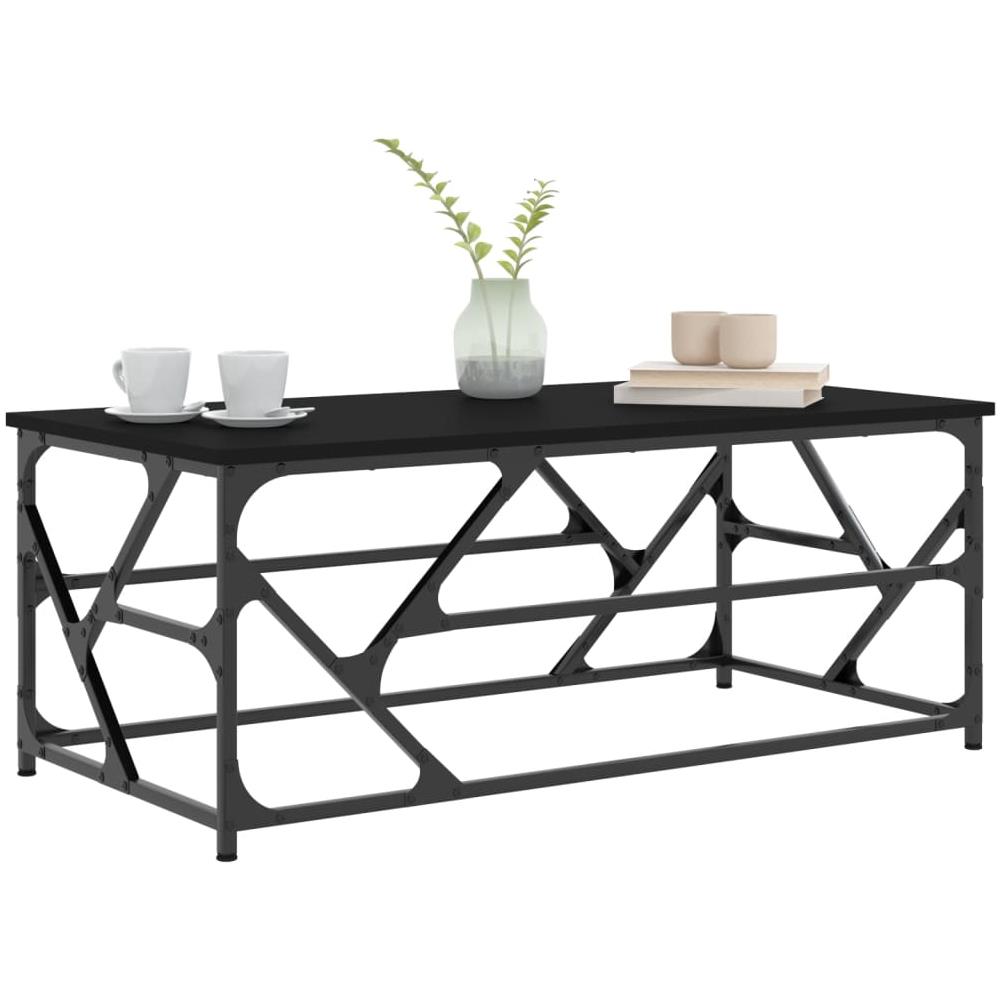 Tavolino Salotto Nero 100x50x40cm Legno Multistrato - Foto 3