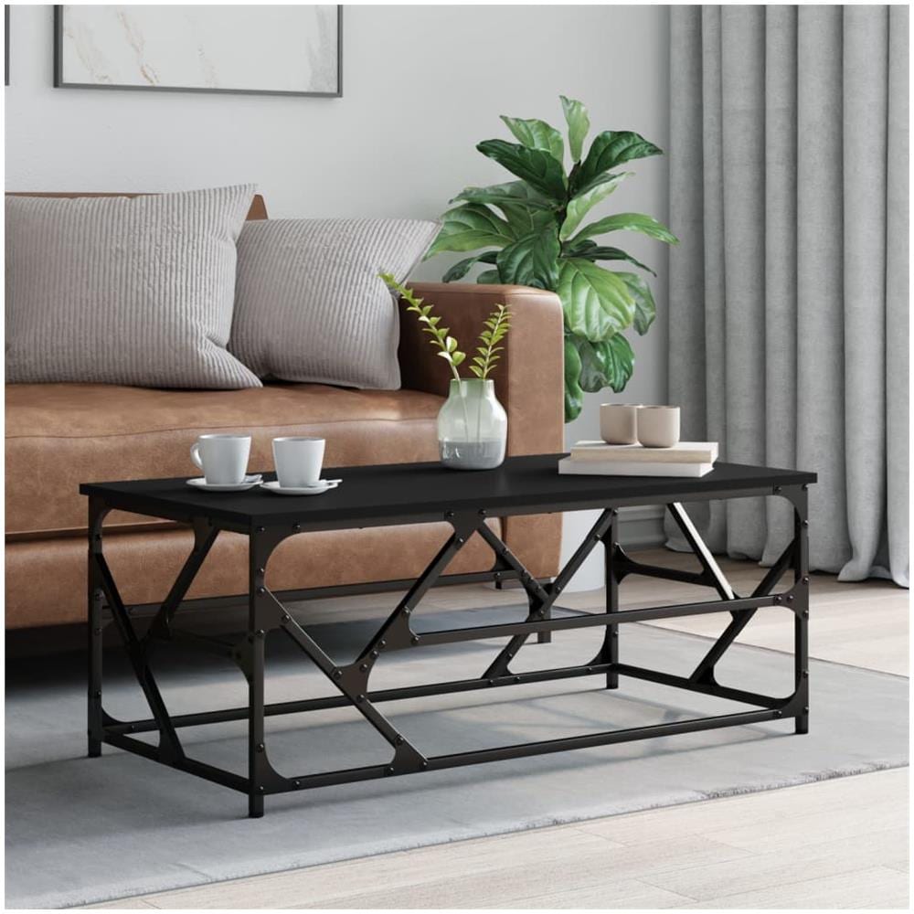 Tavolino Salotto Nero 100x50x40cm Legno Multistrato - Foto 1