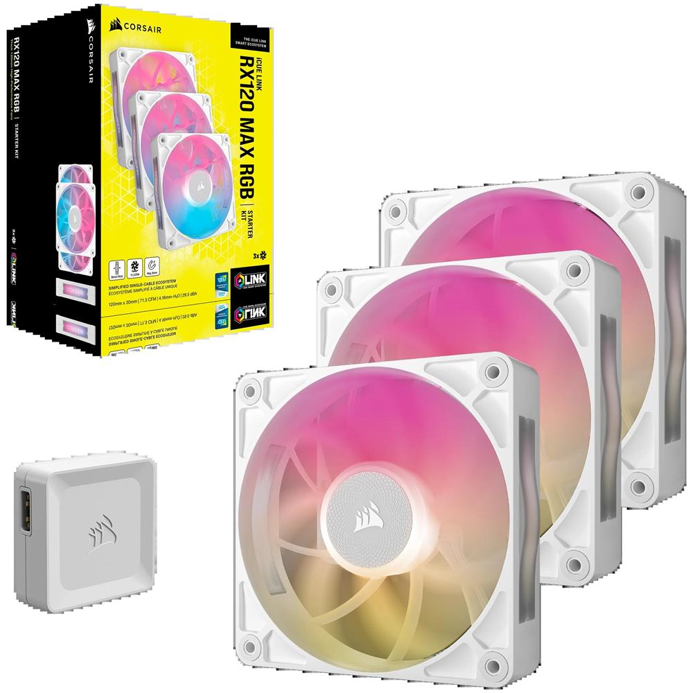 Ventola Kit da 3 Corsair ICue RX120 MAX RGB 120mm 2000 RPM Bianco - Foto 4