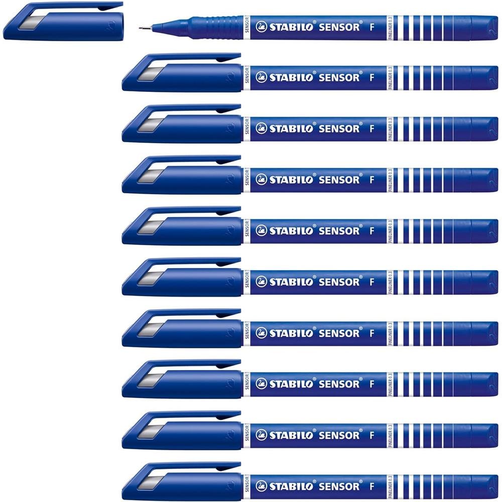 SENSOR F - Fineliner con punta ammortizzata - Tratto Fine (0,3 mm) - Confezione da 10 - Blu - Foto 1