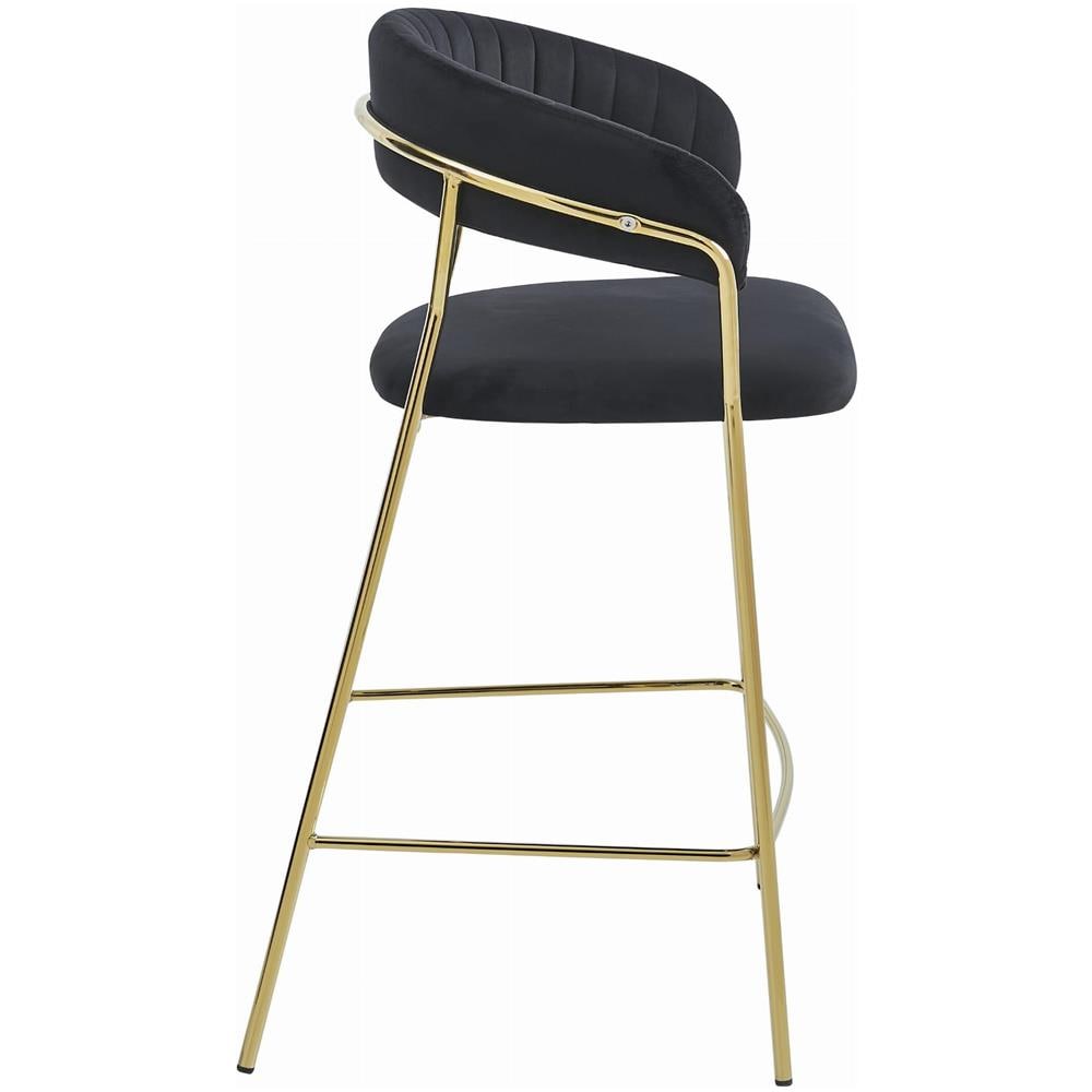 Sgabello BADIA in velluto nero con gambe dorate per cucina - Foto 2