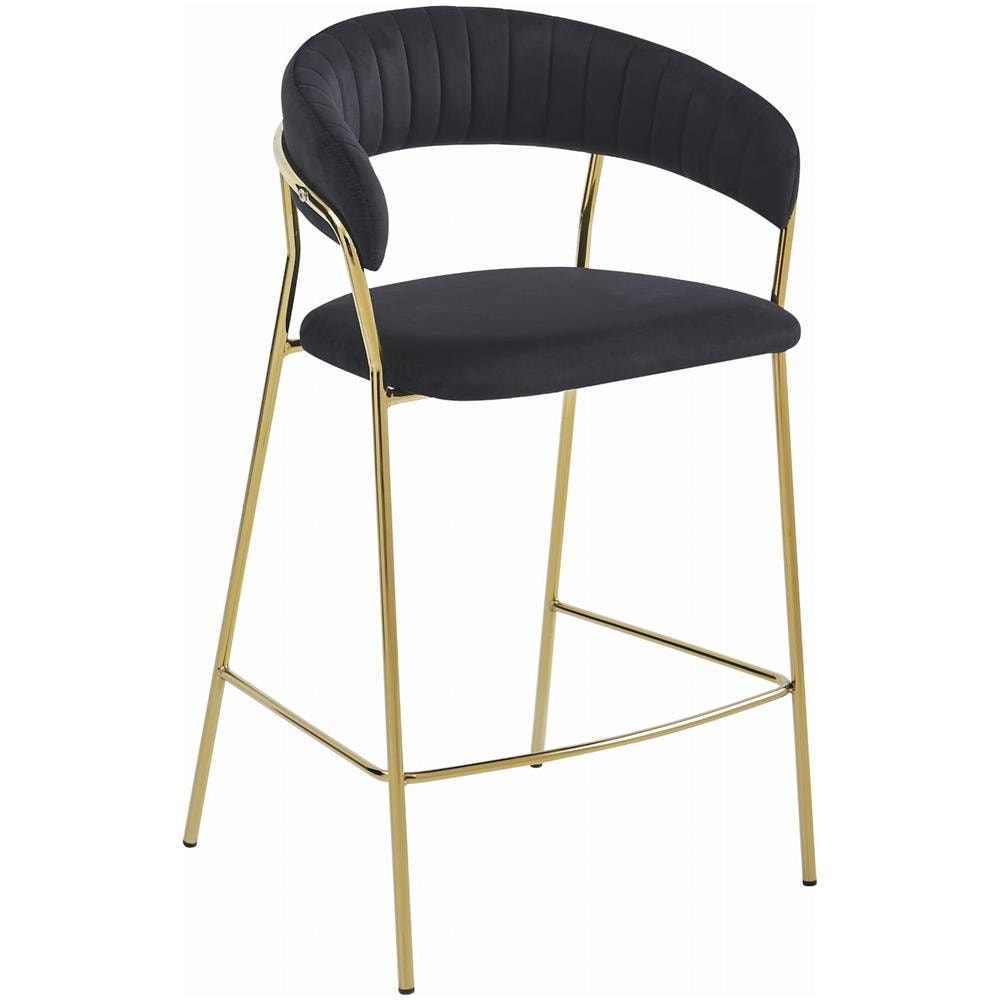Sgabello BADIA in velluto nero con gambe dorate per cucina - Foto 1