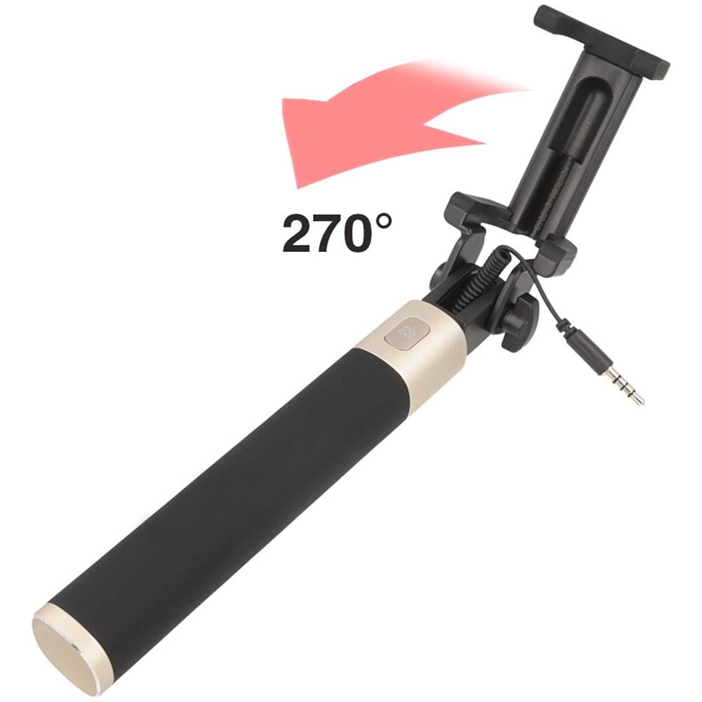 Asta Per Selfie Con Fili Smartphone Jack 3.5 Af11 270° Nero / oro - Foto 1